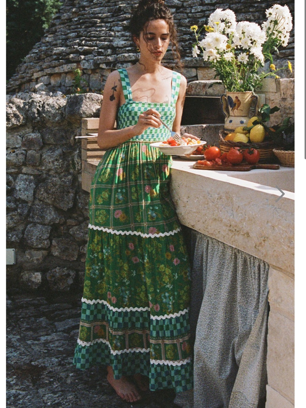 Spell "Flora" Strappy Maxi Dress featuring a vibrant green floral print Size XS - Picture 4 of 10